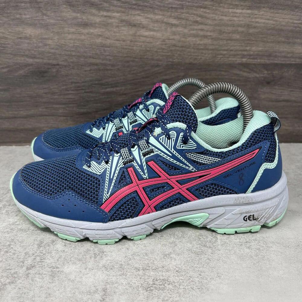 Asics Gel Venture 8 Shoes Womens Size 7 Blue Pink Running Sneakers